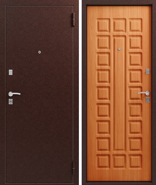 Входная дверь, Сибирь, S-2, Медь антикварная/Миланский орех
