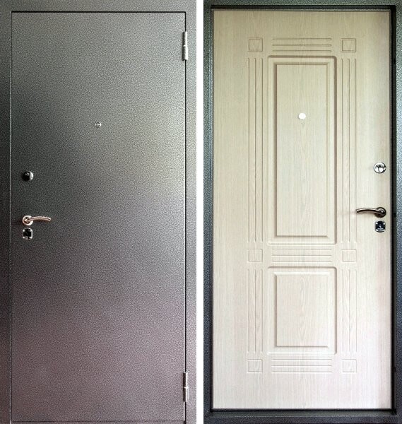 Входная дверь, ФОРТ, Б-7, Серебро антик/Беленый дуб