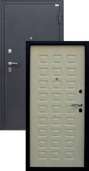 Входная дверь, Город Мастеров, Виктория, Черный металлик/Беленый дуб