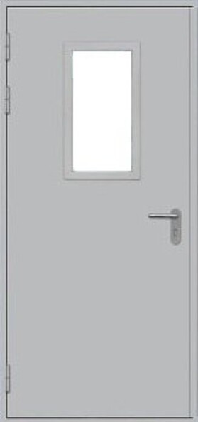 Входная противопожарная дверь (EI60), одностворчатая, остекленная