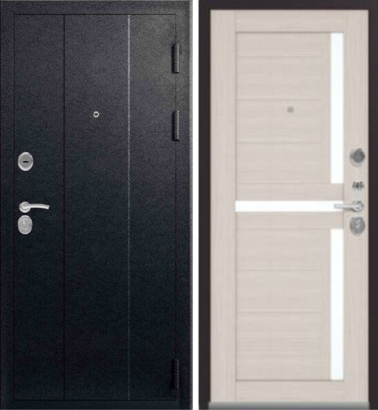 Входная дверь, Эталон, X-16, Черный шелк/Лиственница белая