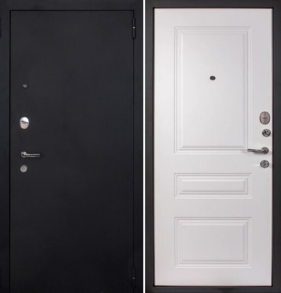 Входная дверь, ФОРТ, 09Ф, Черный муар/Белый матовый