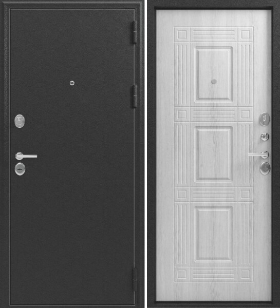 Входная дверь, Эталон, X-6, Серебро/Скания милк