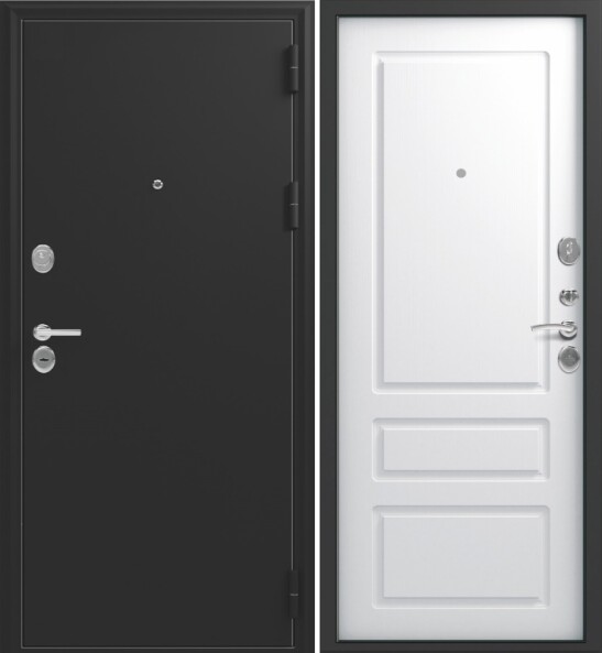 Входная дверь, Эталон, X-6, Черный муар/Белый софт