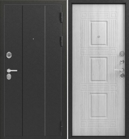Входная дверь, Эталон, X-1, Серебро/Скания милк