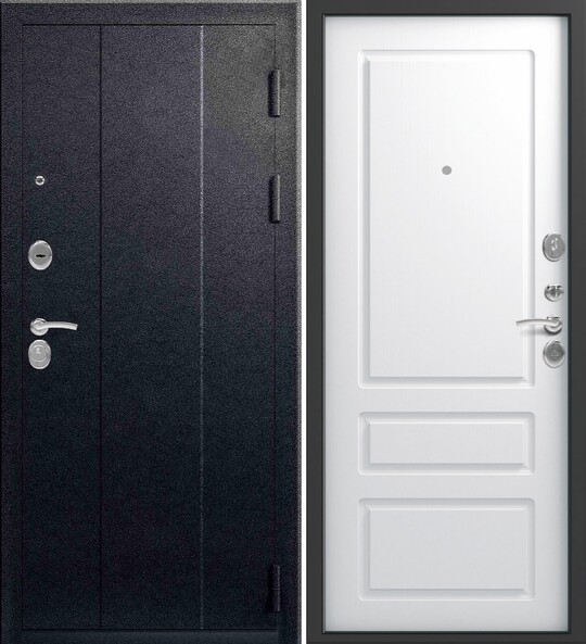 Входная дверь, Эталон, X-2, Черный муар/Белый софт